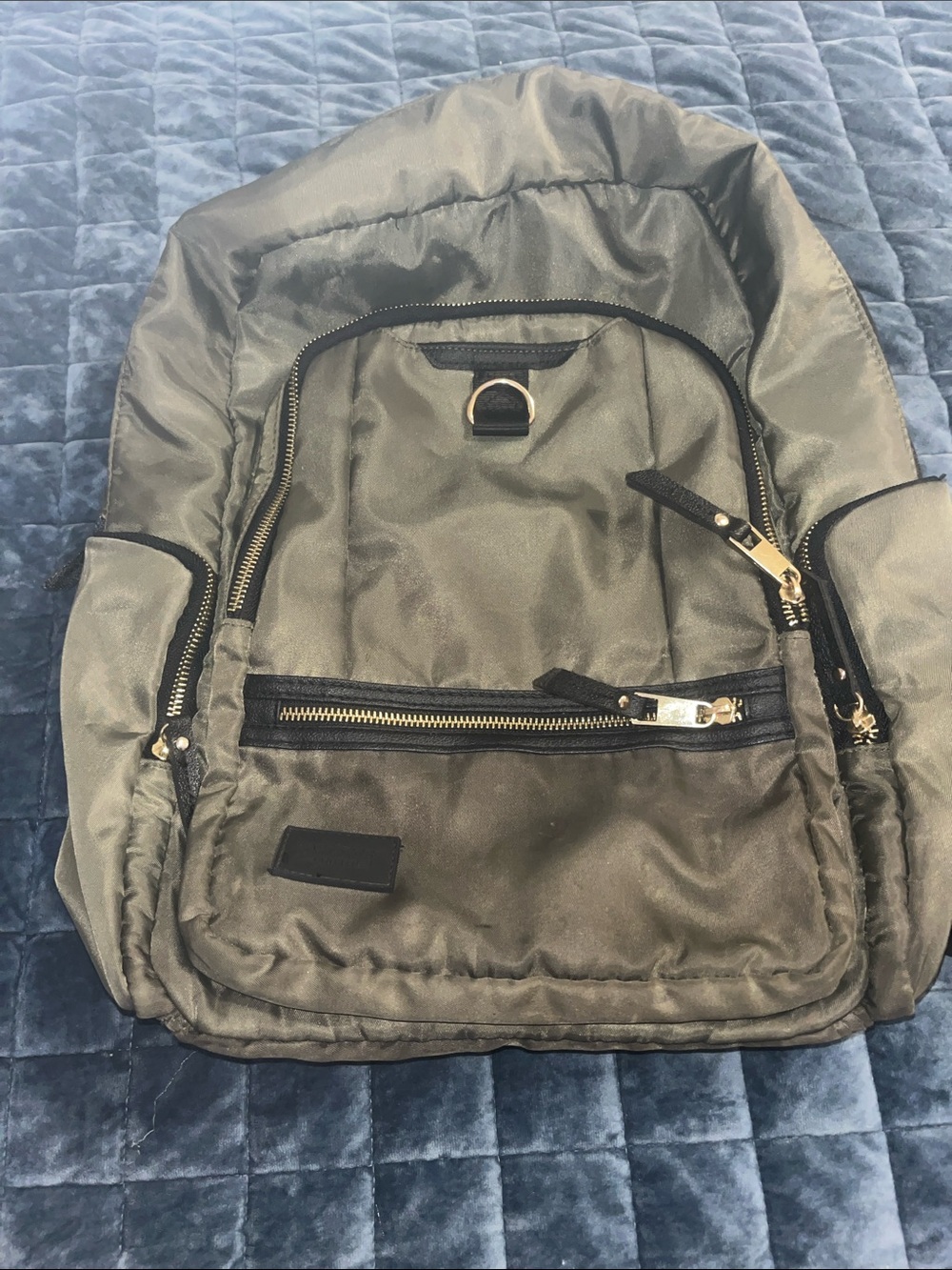 Men's Black Backpack with Gold Hardware